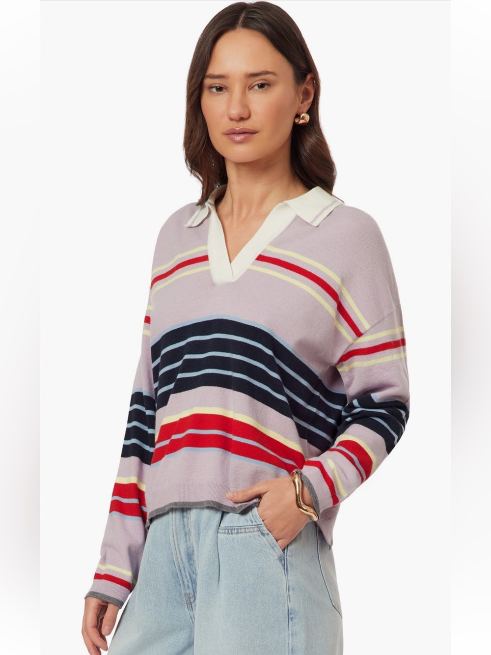 Scotch & Soda Irish Engineered Stripe Rugby Pullover Sweater, Size L, NWOT